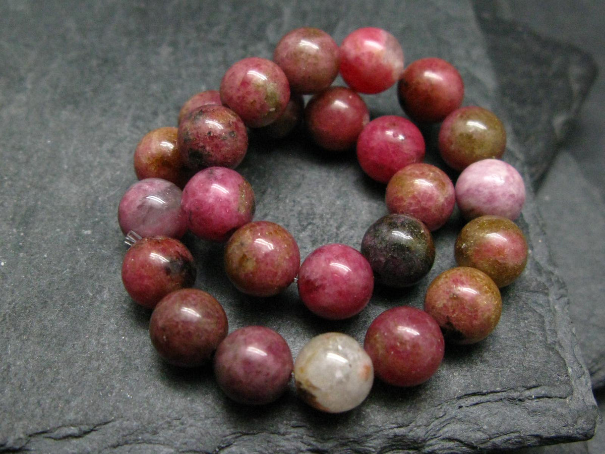 Rhodonite Genuine Bracelet ~ 7 Inches ~ 8mm Round Beads