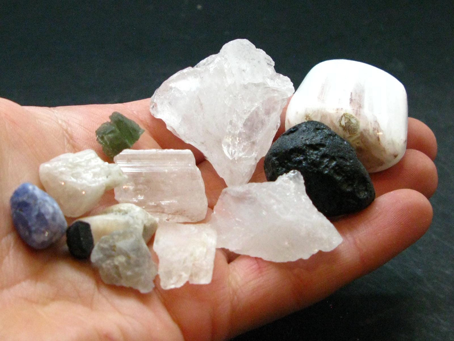 Synergy 12 Set Phenakite Moldavite Natrolite Petalite Danburite Tektite Scolecite Herderite Tanzanite Brookite 68.63 Gr