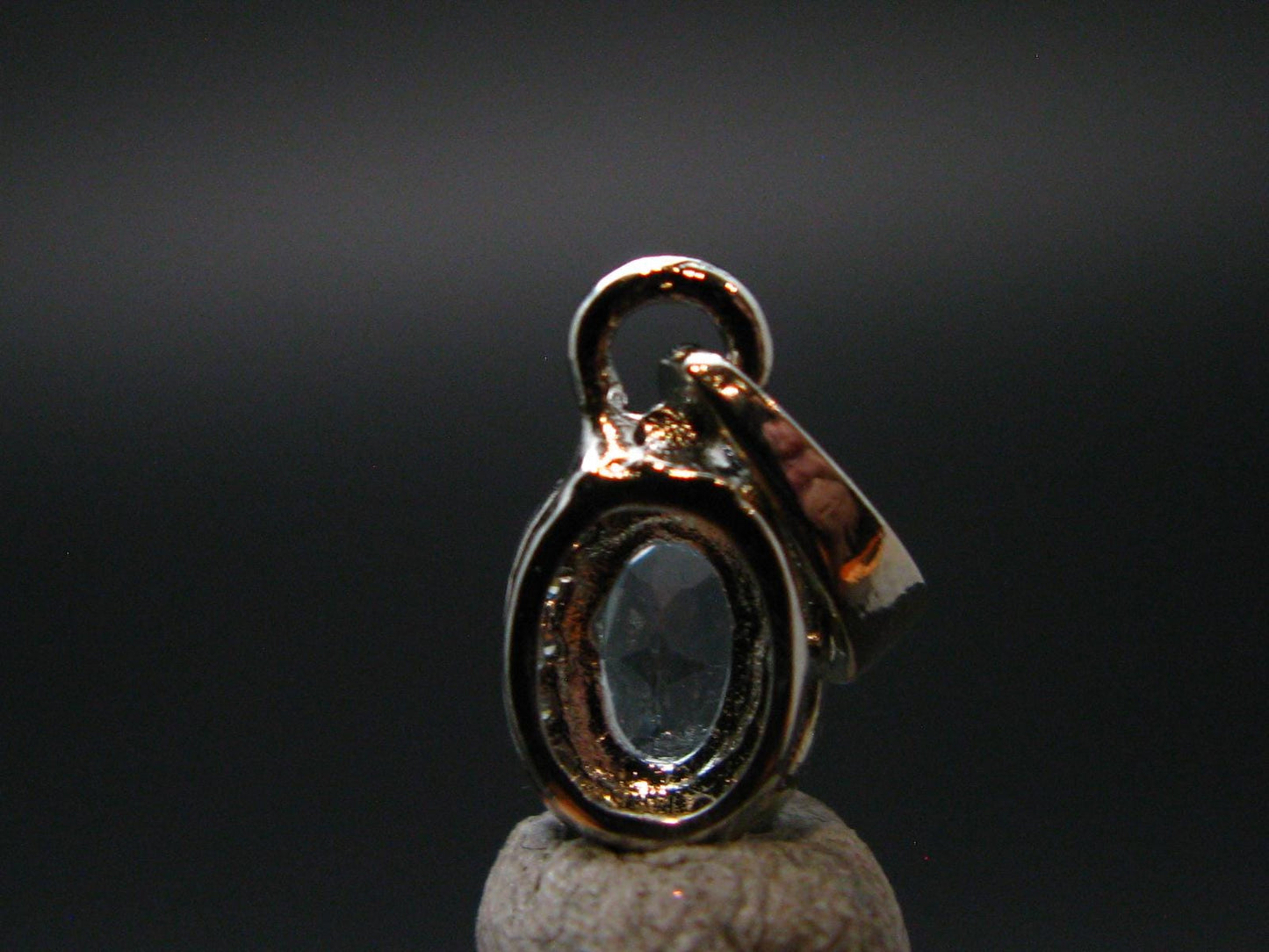 Elegant Genuine Solitaire Sky Blue Topaz Sterling Silver Pendant with CZ From Brazil - 0.7" - 1.07 Grams