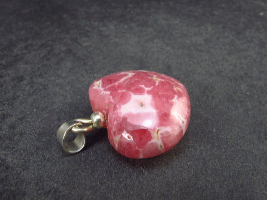 Rhodochrosite Heart Silver Pendant from Alma Colorado - 1.1" - 8.12 Grams