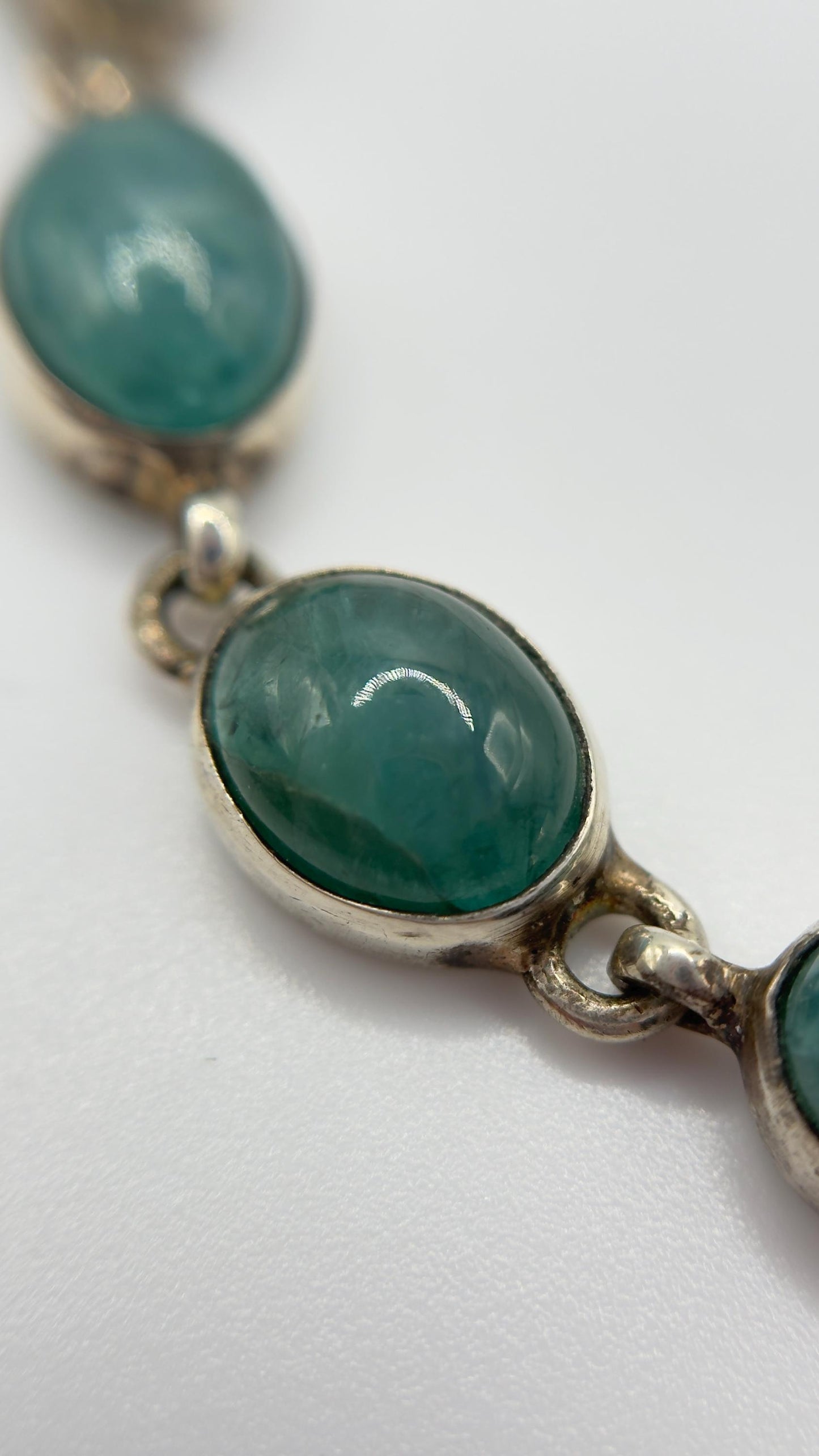 Grandidierite Bracelet Blue Green Gemstone Silver Link Bracelet Minimalist Jewelry Gift