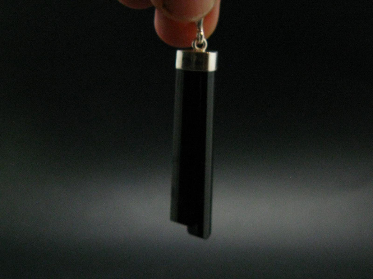 Black Tourmaline Schorl Silver Pendant From Brazil - 2.3" - 8.30 Grams