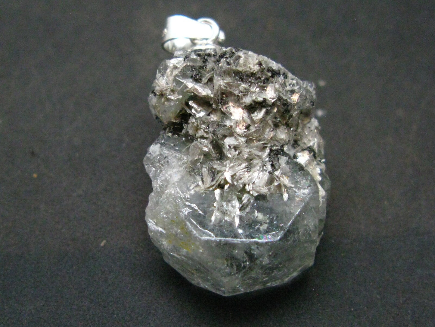 Aquamarine Crystal Silver Pendant From China - 1.2" - 5.58 Grams