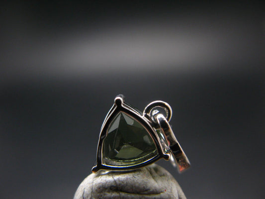Moldavite Tektite Silver Pendant from Czech Republic - 0.7" - 1.0 Grams