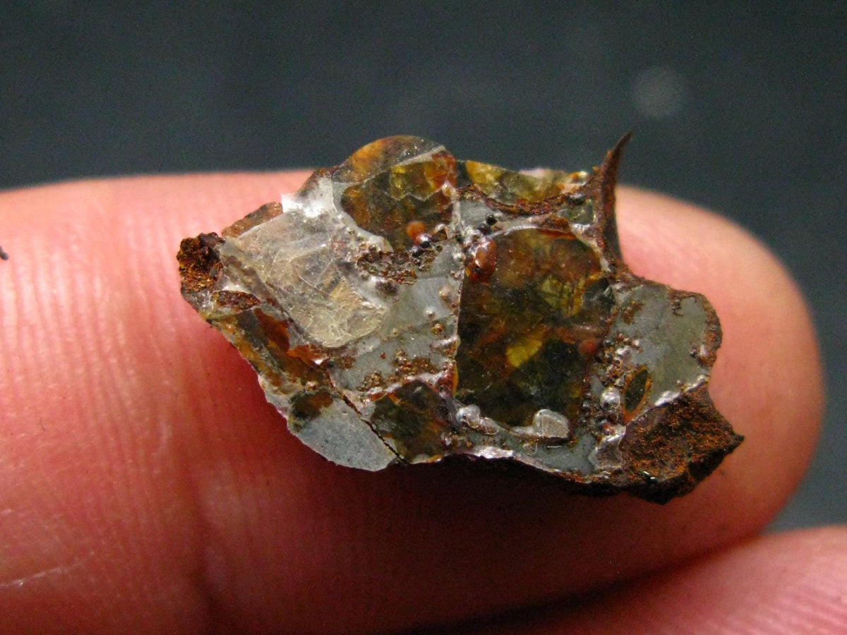 Large Sericho Meteorite Pallasite Olivine Slice From Kenya - 0.8" - 1.66 Grams