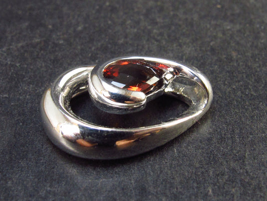 Natural Faceted Red Garnet Almandine 925 Silver Pendant - 0.7" - 2.8 Grams
