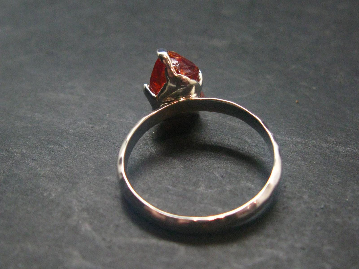 Fire Red Zincite Zinkite 925 Silver Ring from Poland - Size 9 - 3.33 Grams