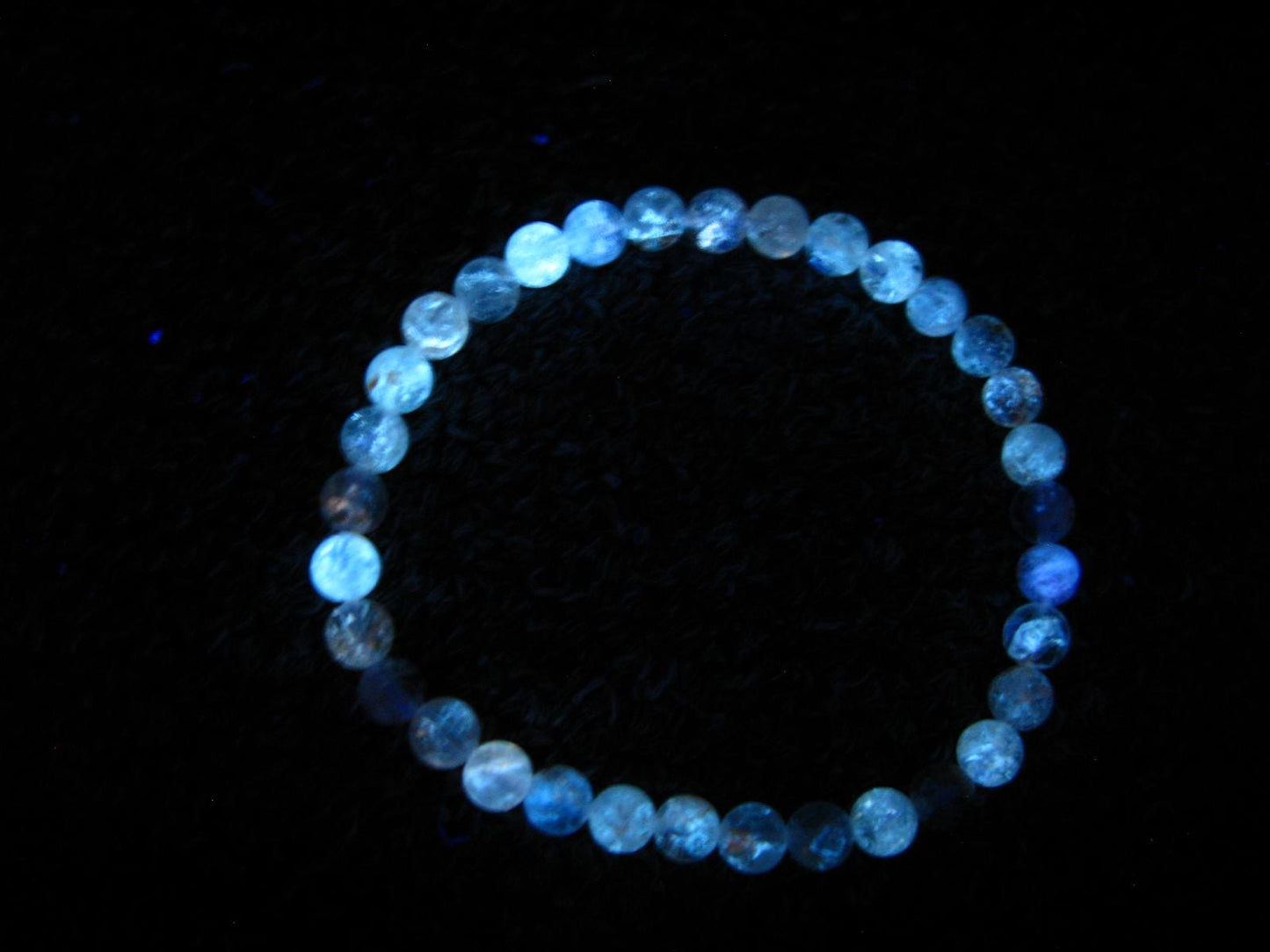 Rare Petroleum Oil In Quartz Crystal Bracelet - 7 Inches - 6mm Round Beads
