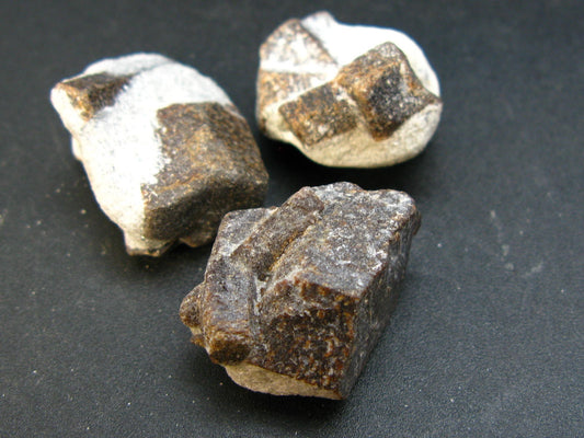 Fairy Cross!! Lot of 3 Dark Chocolate Staurolite Crystals from Russia