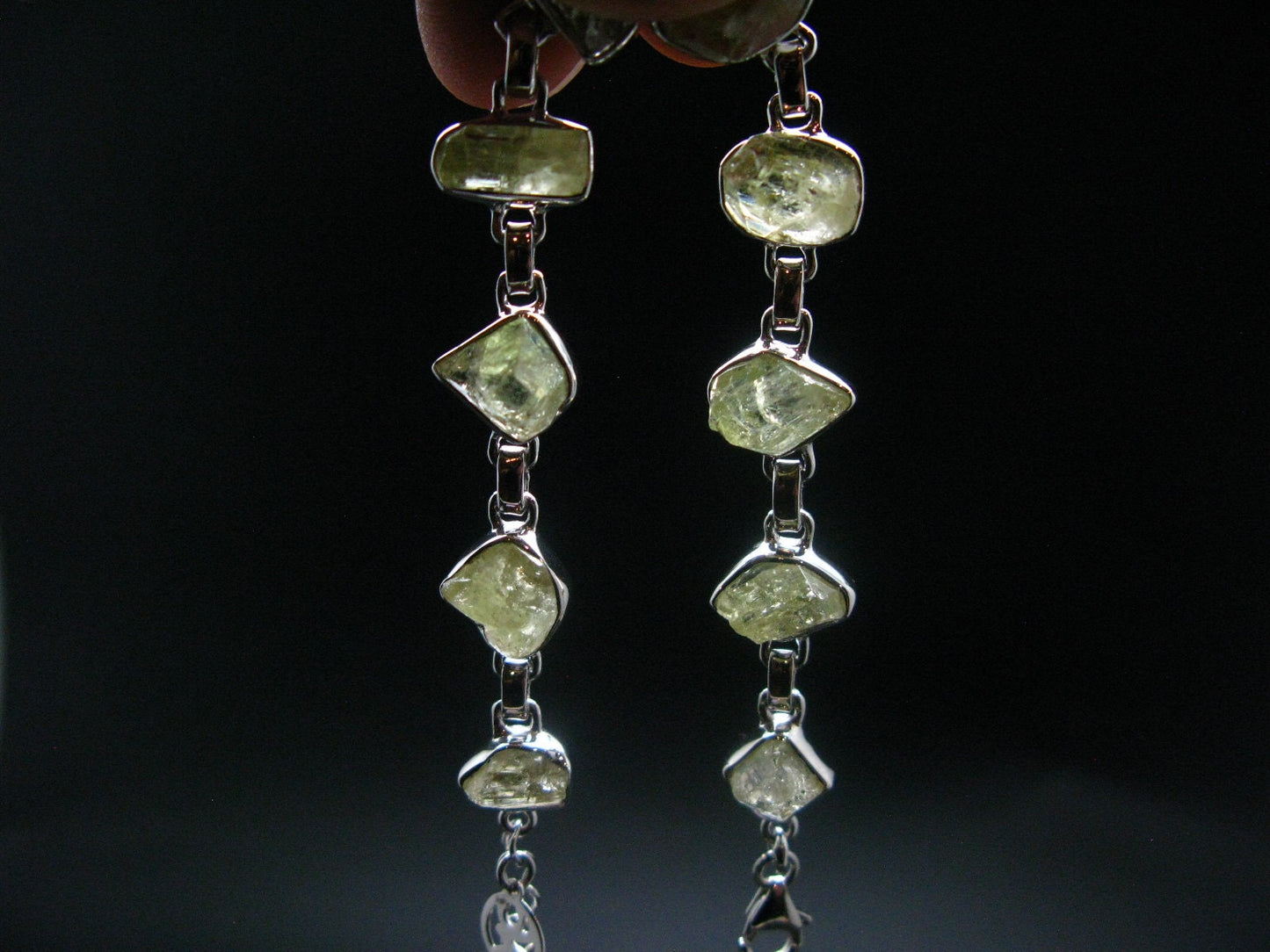 Brazilianite Silver Bracelet From Brazil- 7" - 15.2 Grams