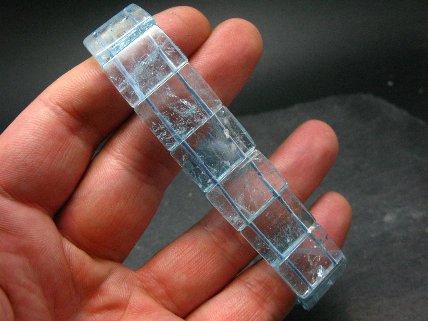 Blue Topaz Genuine Bracelet ~ 7 Inches ~ 18mm Squared Beads