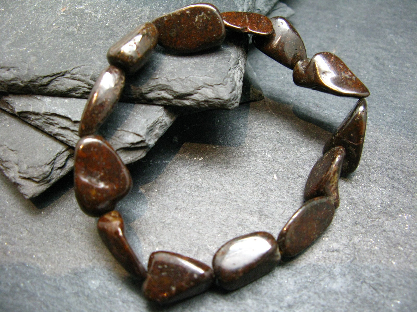 Meteorite Chondrite Genuine Bracelet ~ 7 Inches ~ 15mm Tumbled Beads