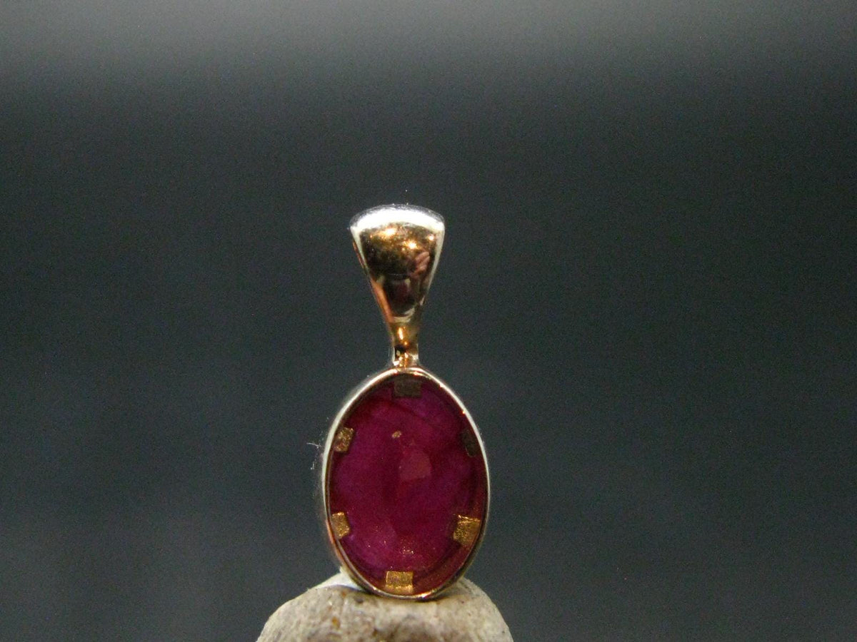 Ruby Crystal Silver Pendant from Africa - 0.5" - 0.68 Grams