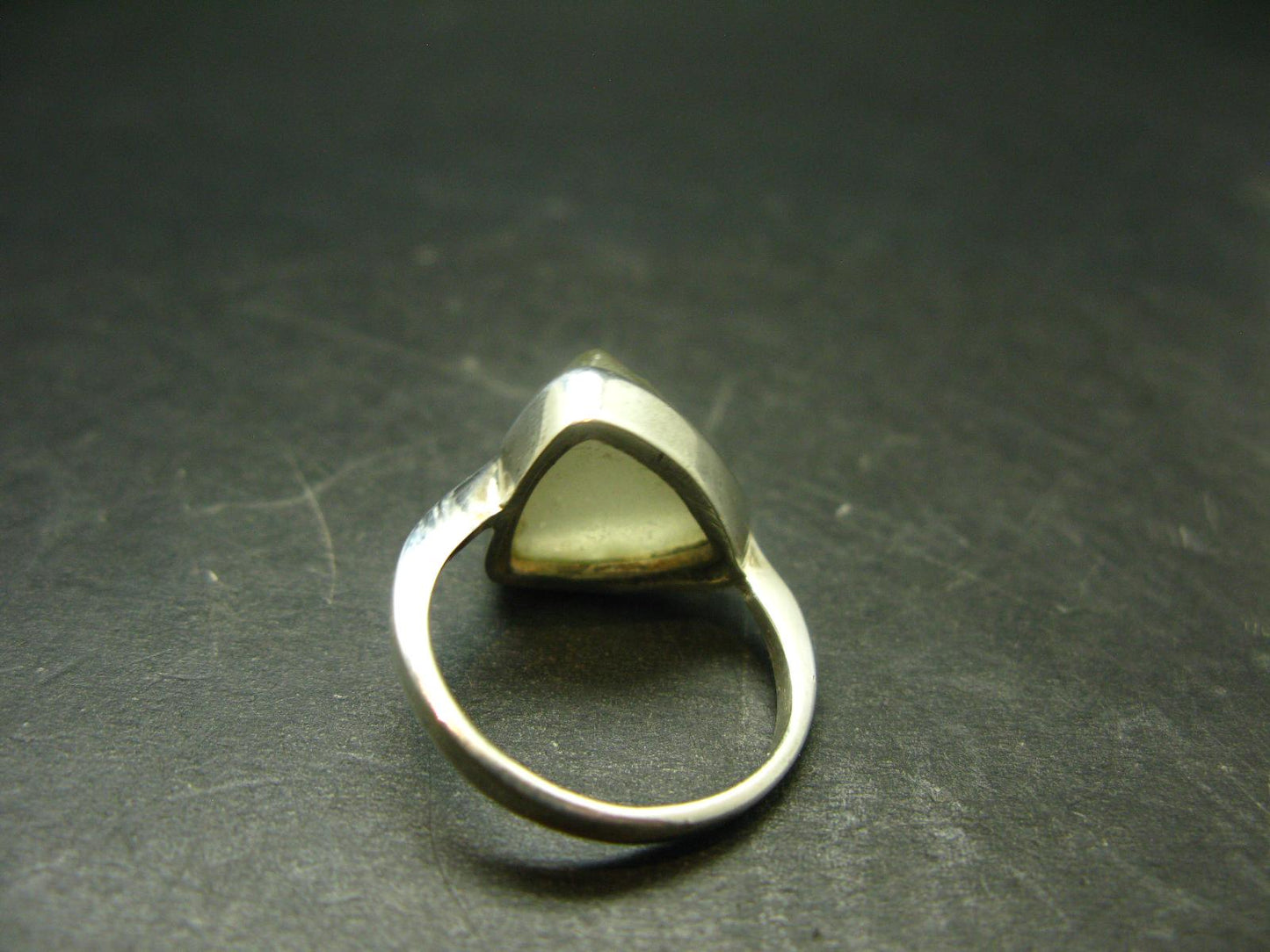 Natural Gem Raw Libyan Desert Glass Tektite Sterling Silver Ring from Libya - Size 9 - 4.9 Grams