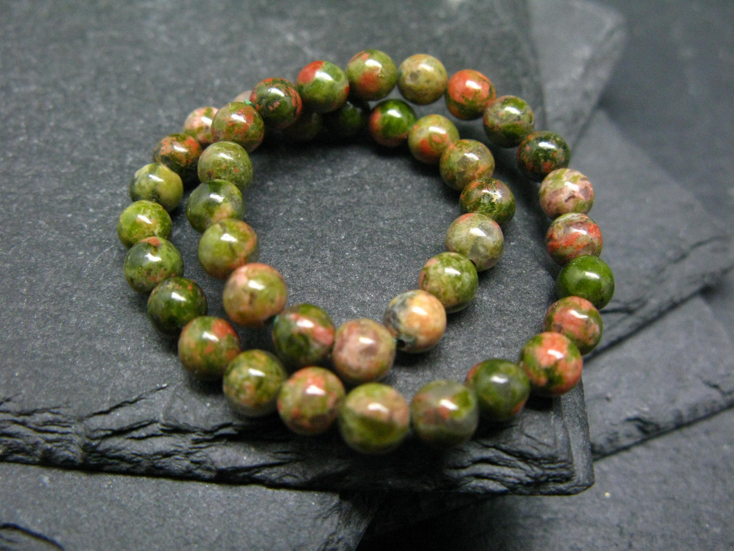 Unakite Jasper Genuine Bracelet ~ 7 Inches ~ 4mm Round Beads