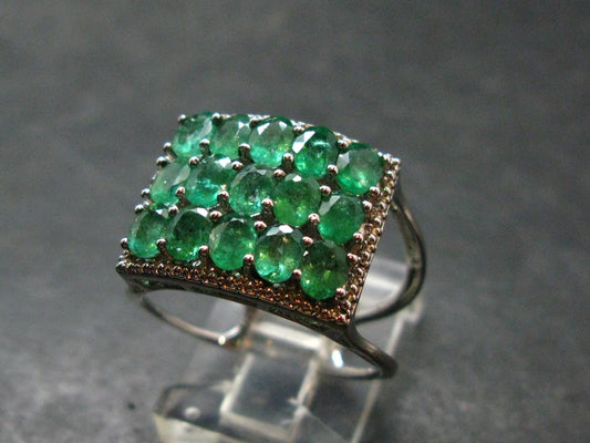 Emerald Faceted Silver Ring from Colombia - 4.70 Grams Total - Size 8.25