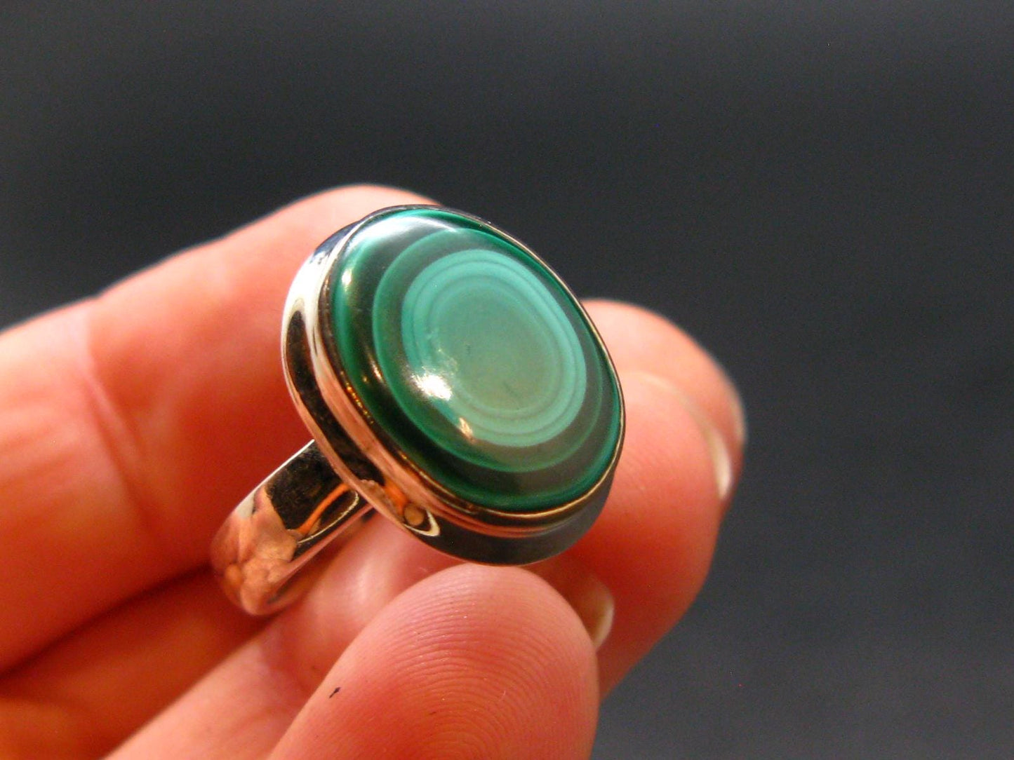 Malachite Silver Ring - 5.46 Grams - Size 6
