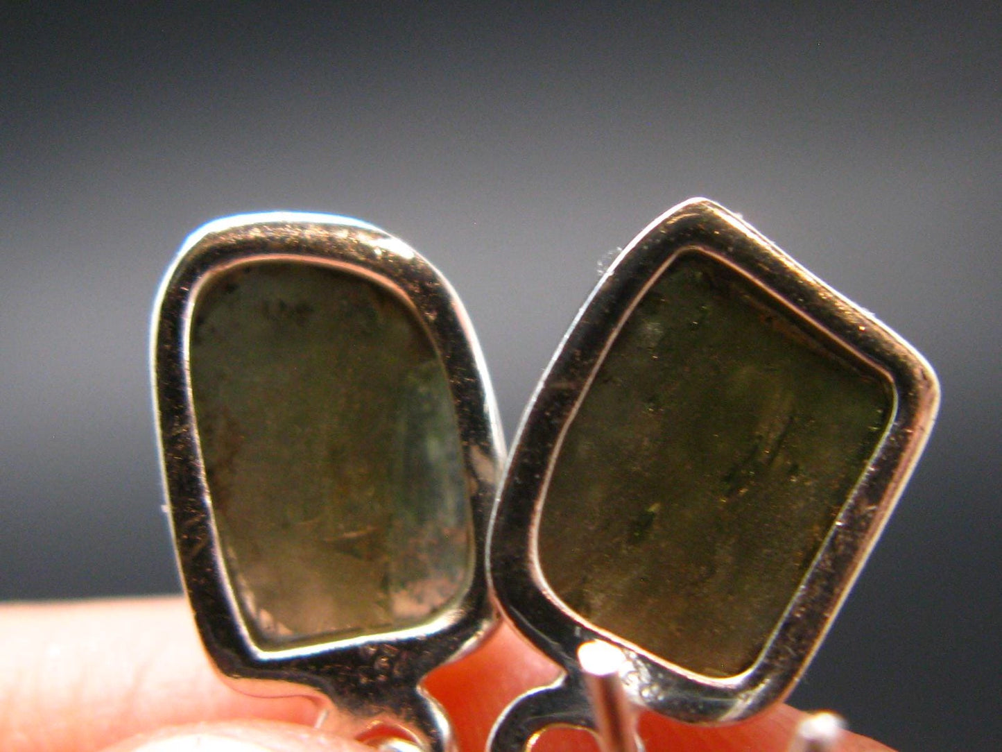 Moldavite Tektite Silver Earrings from Czech Republic - 2.34 Grams