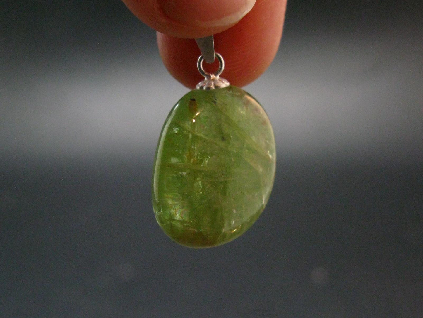 Green Kyanite Crystal Silver Pendant From Tanzania - 1.0"