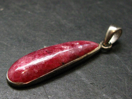 Vivid Juice Carmine Red Gem Rhodonite Silver Pendant From Brazil - 1.7" - 4.44 Grams