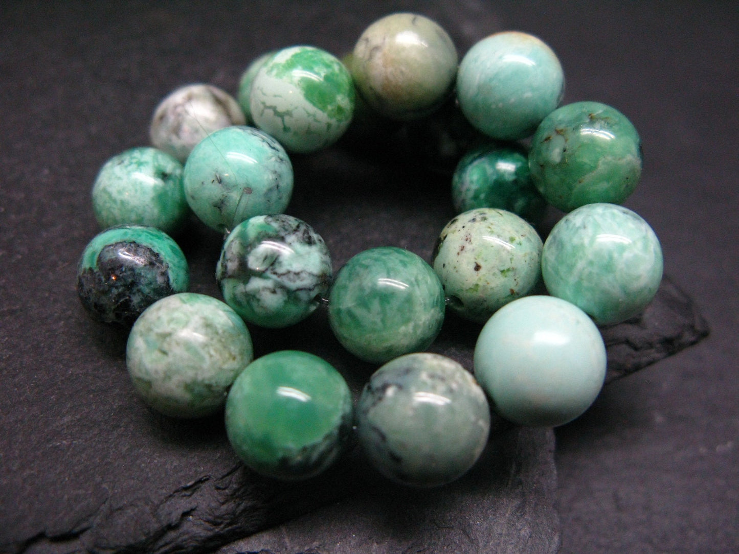 Variscite Genuine Untreated Bracelet ~ 7 Inches ~ 10mm Round Beads