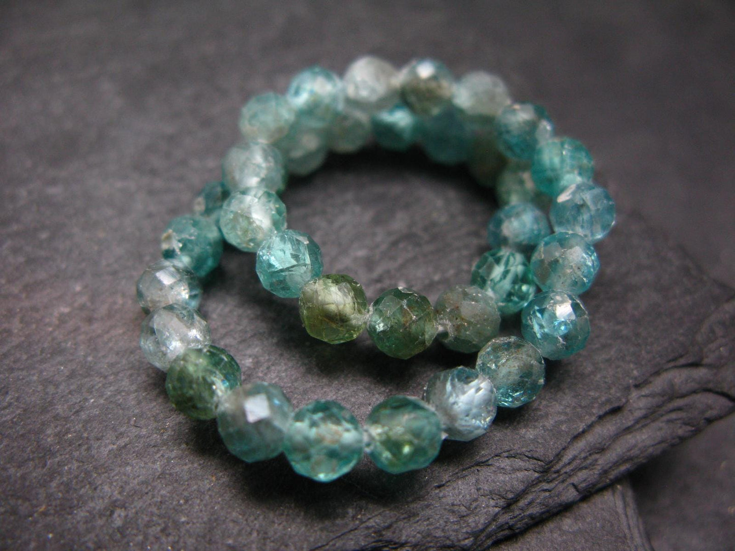 Blue Zircon Genuine Bracelet ~ 7 Inches ~ 5mm Facetted Beads