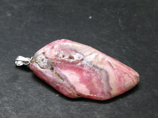 Rhodochrosite Sterling Silver Pendant From Alma Colorado - 1.7" - 6.65 Grams