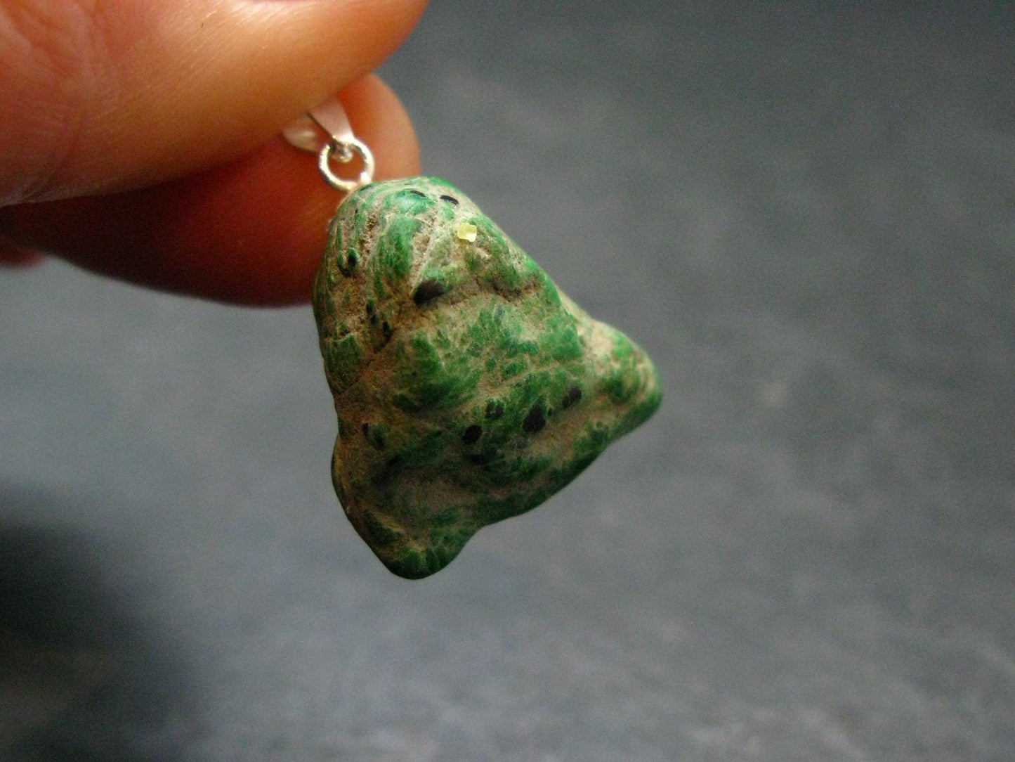 Extremely Rare Natural Maw Sit Sit Crystal Silver Pendant from Myanmar - 1.0" - 4.0 Grams