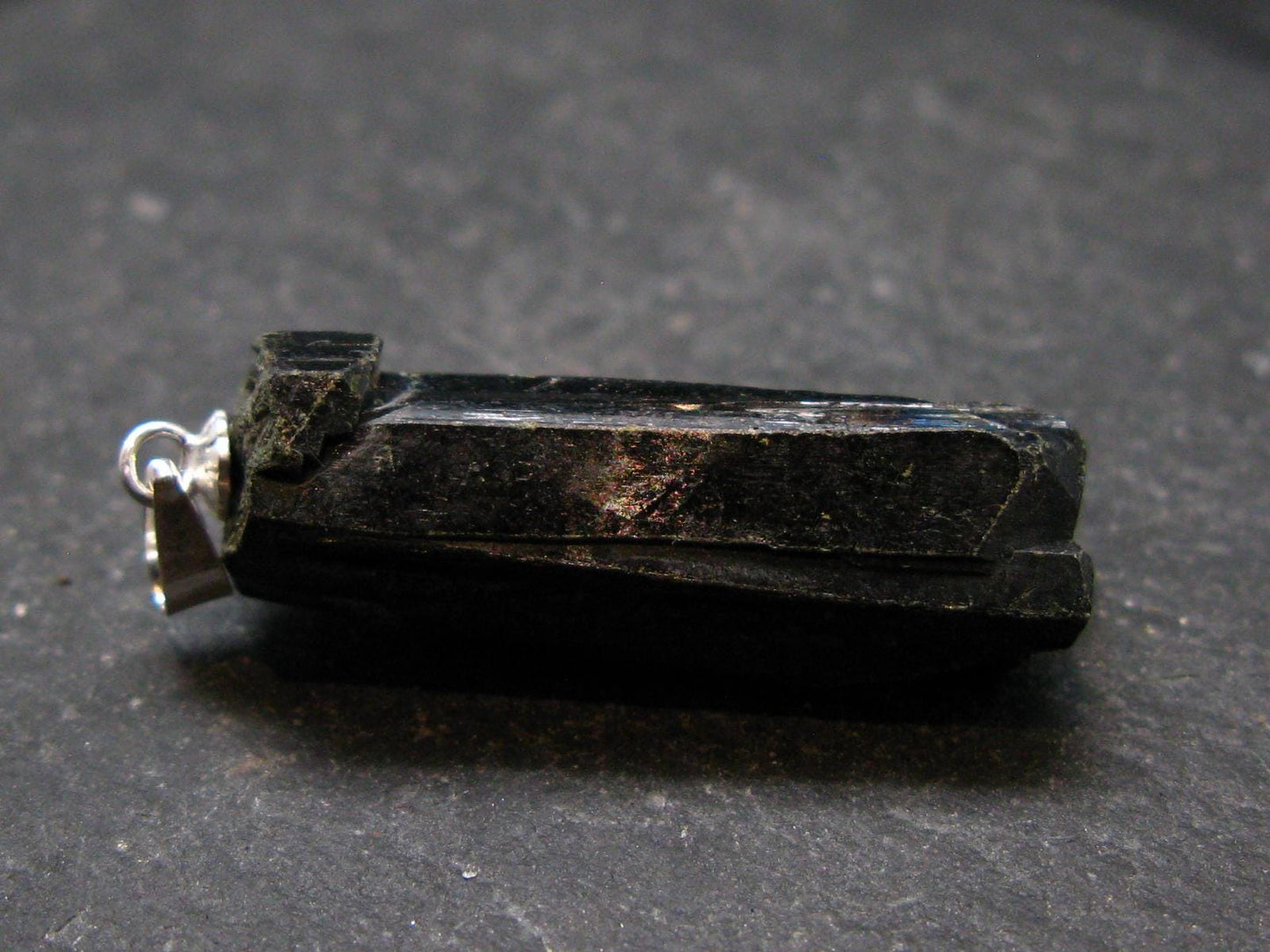 Nice Rare Terminated Epidote Crystal Silver Pendant From Peru - 1.4" - 6.46 Grams