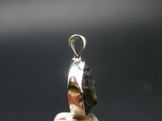 Extremely Rare Rough Grandidierite Silver Pendant From Madagascar - 0.9" - 1.39 Grams