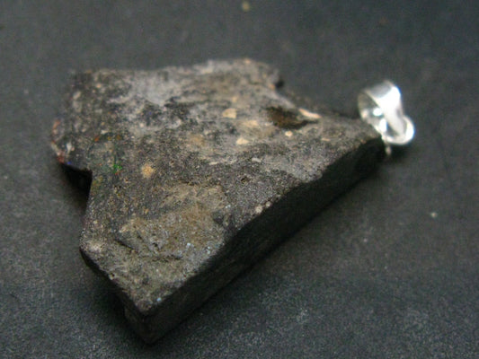 Rare Black Opal Sterling Silver Pendant From Australia - 1.3" - 4.14 Grams