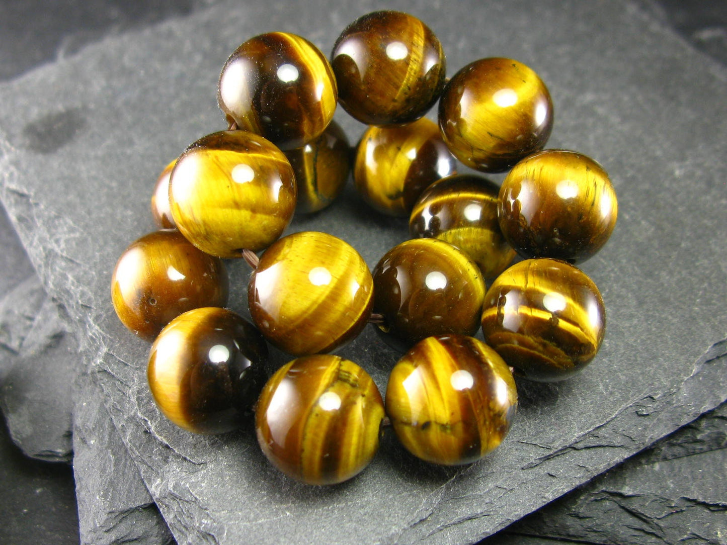 Tiger Eye Genuine Bracelet ~ 7 Inches ~ 12mm Round Beads