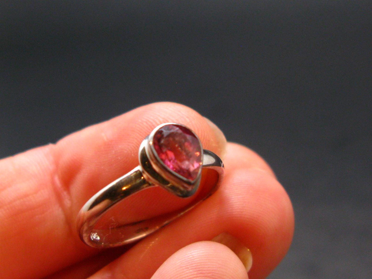 Pink Tourmaline Silver Ring From Brazil - 2.16 Grams - Size 6