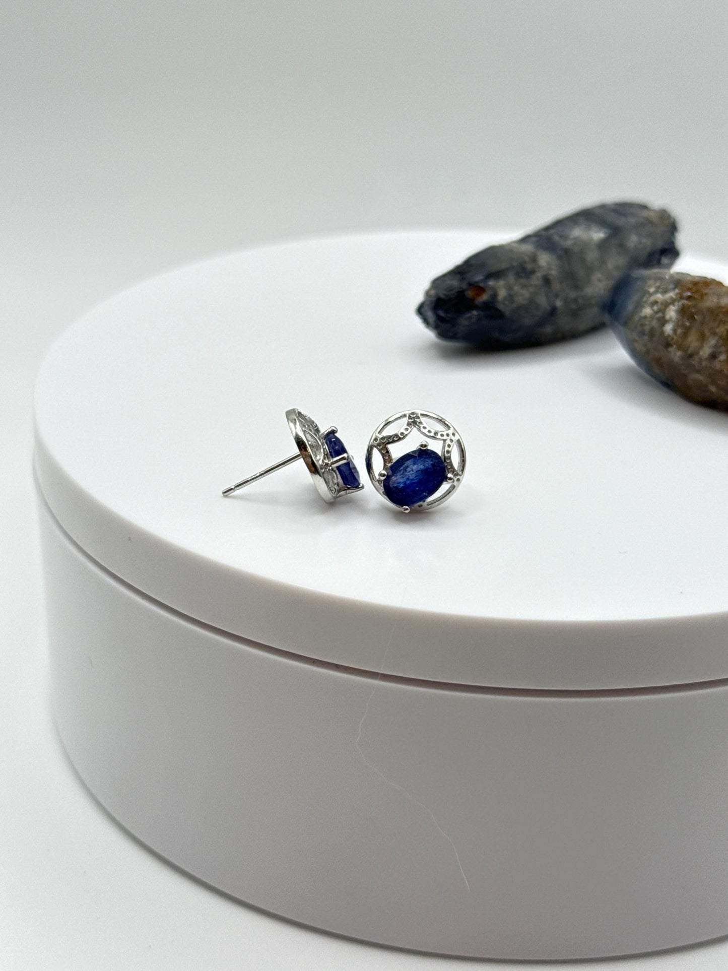 Vintage Sterling Silver Sapphire Stud Earrings | September Birthstone