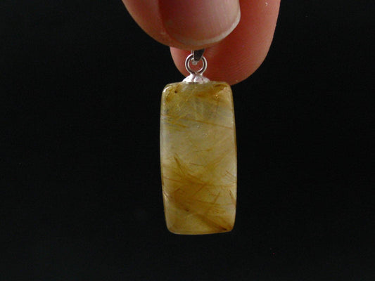 Rutilated Quartz Silver Pendant From Brazil - 1.1" - 3.85 Grams