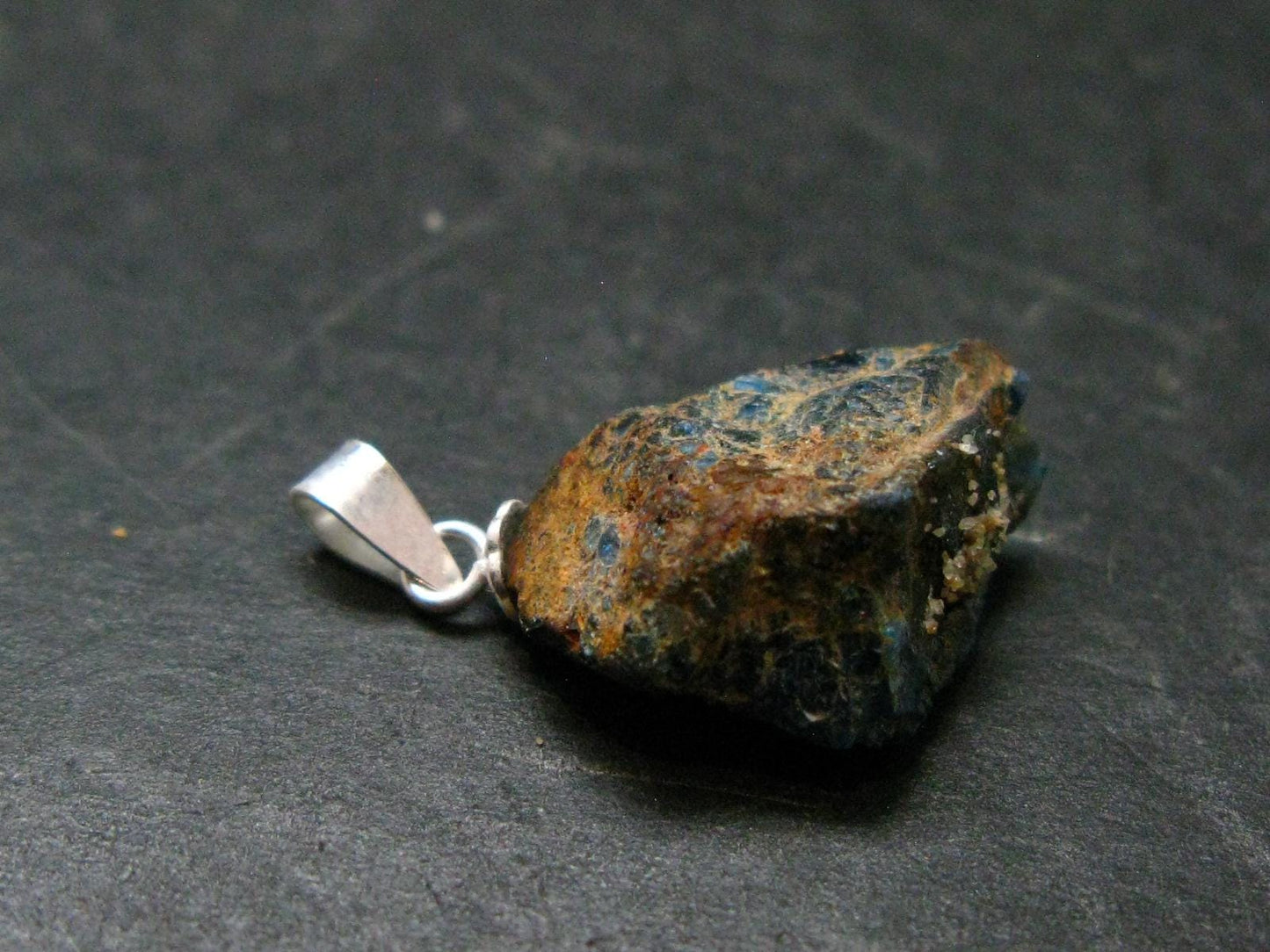 Rare Raw Blue Euclase Gem Crystal Silver Pendant from Zimbabwe - 0.9" - 2.05 Grams