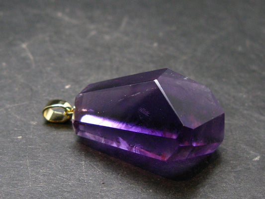 Amethyst Sterling Silver Gold Plated Pendant From Brazil - 1.5" - 12.11 Grams