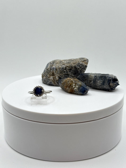 Blue Sapphire Ring | Genuine Sapphire Solitaire | Sterling Silver Gemstone Jewelry | September Birthstone - Size 8.5