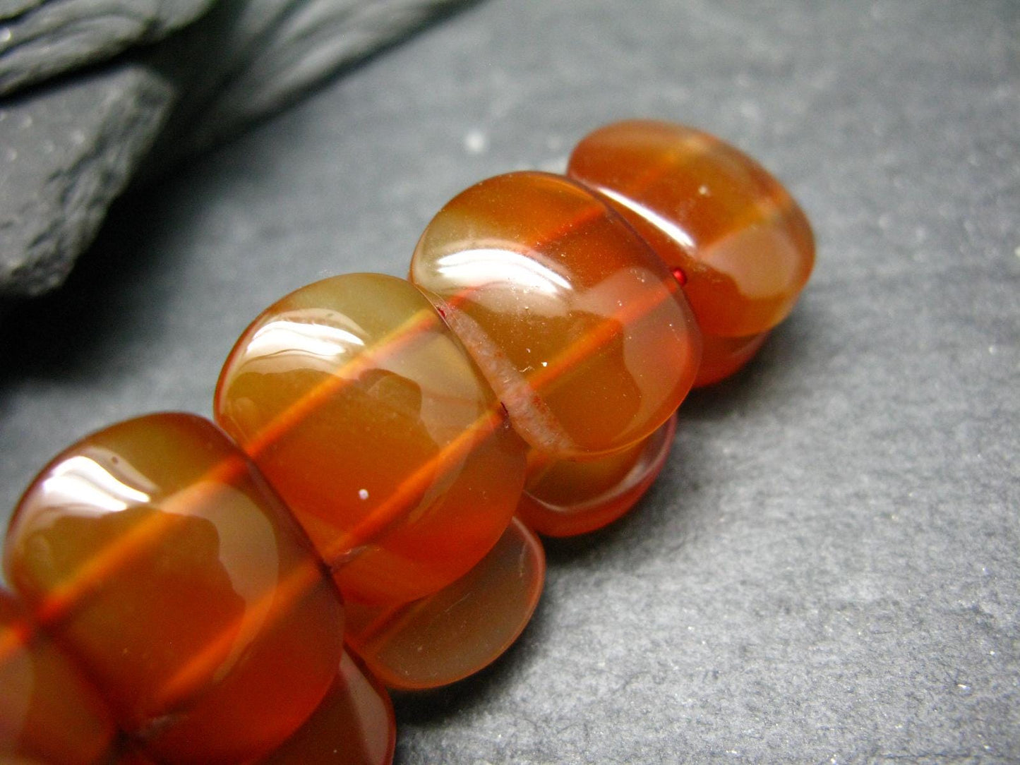 Carnelian Genuine Bracelet ~ 7 Inches ~ 18mm Oval Beads