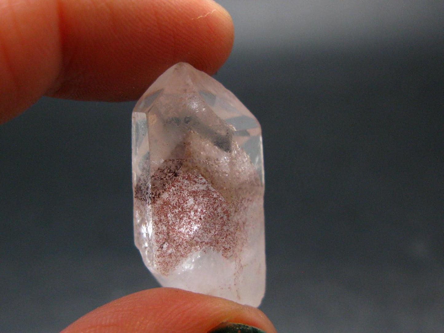 Phantom Hematite in Quartz Crystal From India - 1.1" - 6.51 Grams
