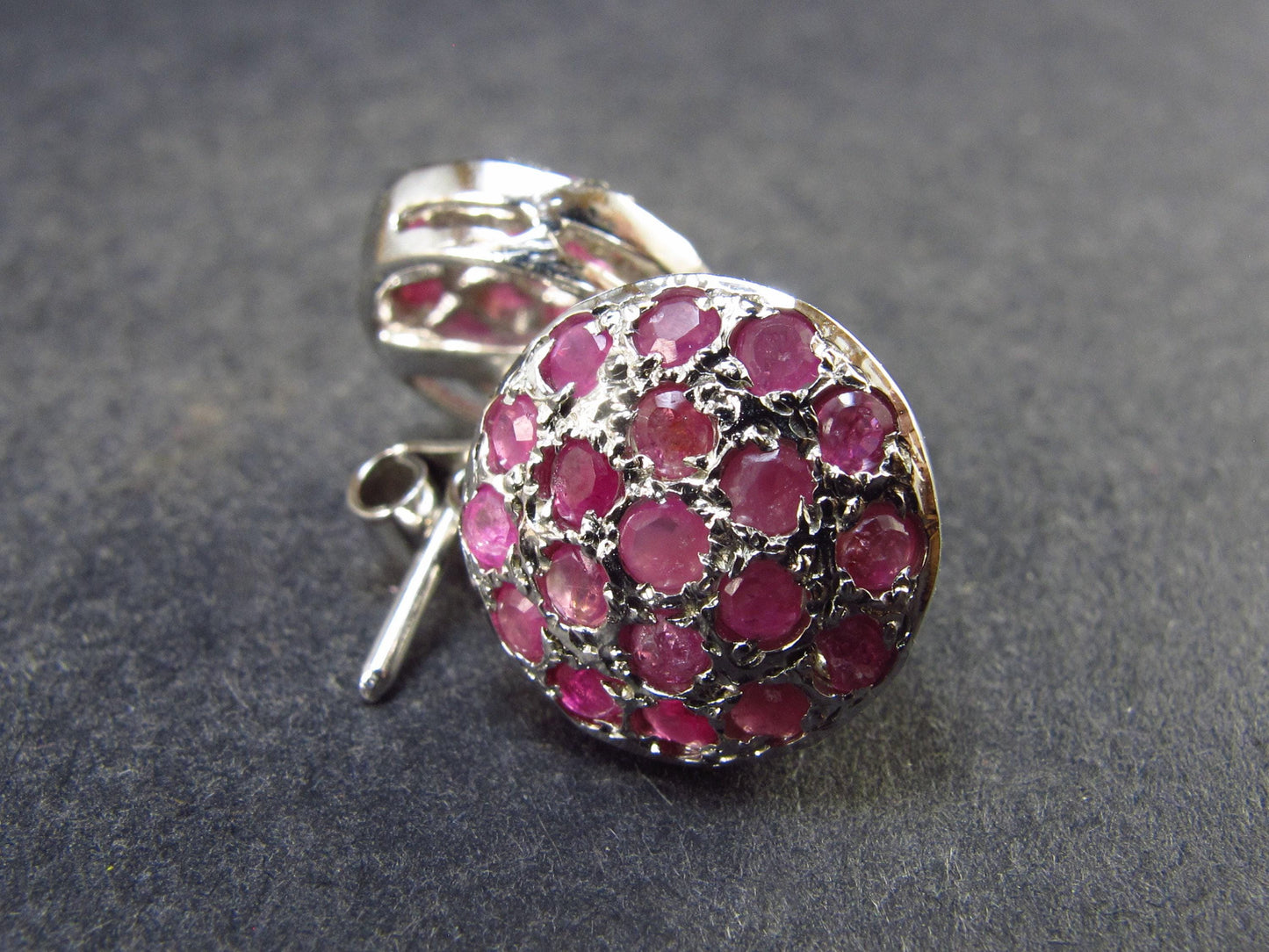 Ruby Faceted Stud Earrings In Sterling Silver - 4.50 Grams