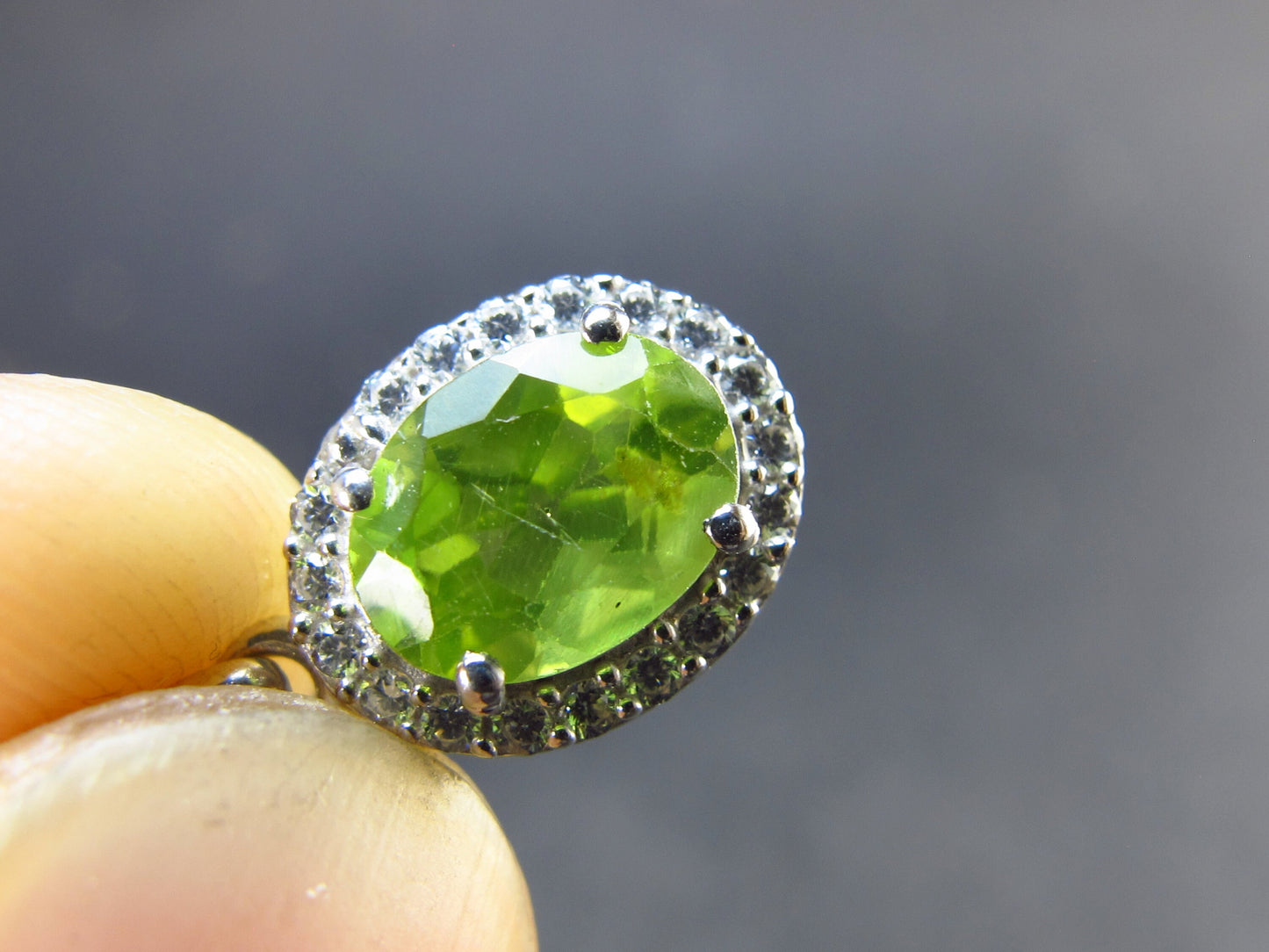 Peridot Olivine Faceted Pendant in SS From Arizona - 0.7" - 1.22 Grams