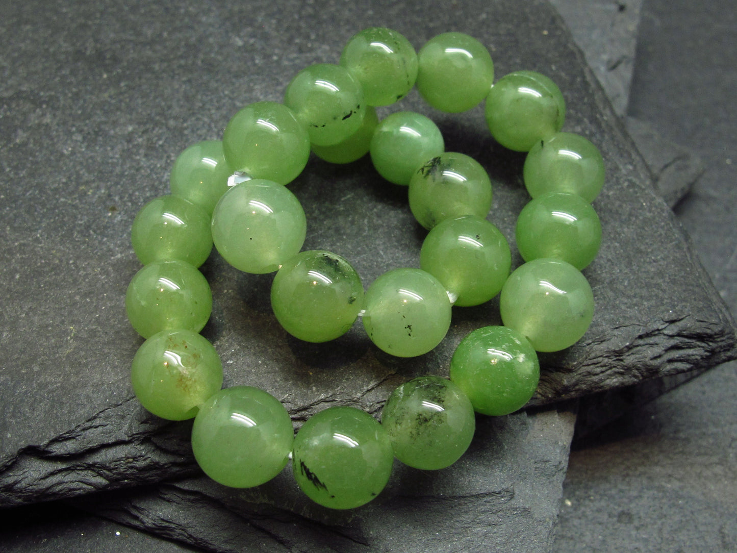 Prehnite & Epidote Genuine Bracelet ~ 7 Inches ~ 8mm Round Beads