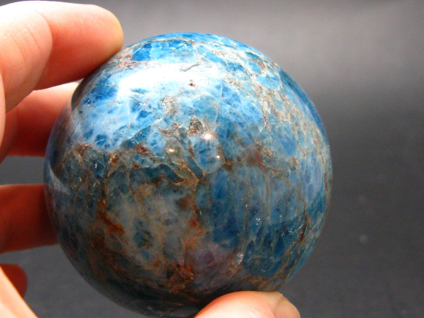 Large neon blue Apatite sphere from Madagascar- 258.18 - 2.0"
