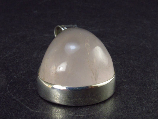 Symbol of Love and Beauty!! Natural Rose Quartz Pendant In 925 Silver From Brazil - 1.6" - 12.5 Grams