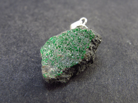 Uvarovite (Green Chromium Garnet) Cluster Silver Pendant From Russia - 1.1" - 4.3 Grams