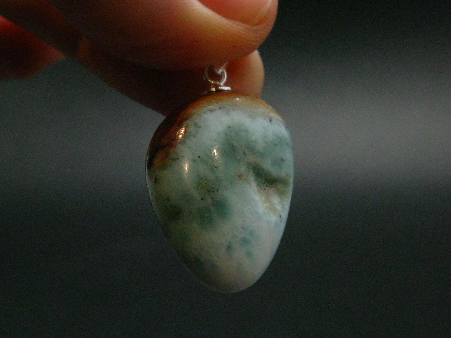 Rare Blue Larimar Pectolite Silver Pendant From Dominican Republic - 1.2" - 5.68 Grams