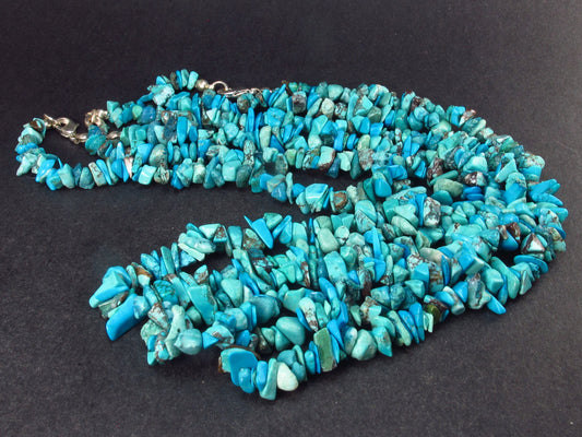 Stone of Hope!! Set of Three Genuine Turquoise Free Form Bead Necklaces - 18" Each