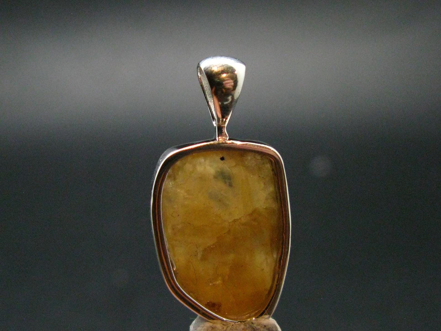 Large Natural Agni Gold Danburite Sterling Silver Pendant from Tanzania - 1.1" - 3.17 Grams