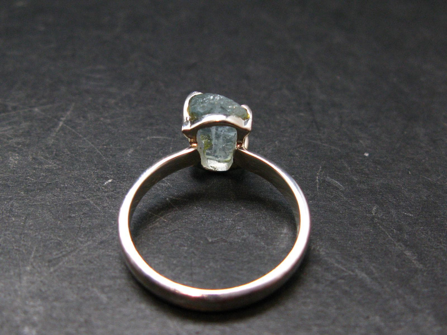 Raw Aquamarine Gem Sterling Silver Ring From Brazil - Size 8 - 2.83 Grams